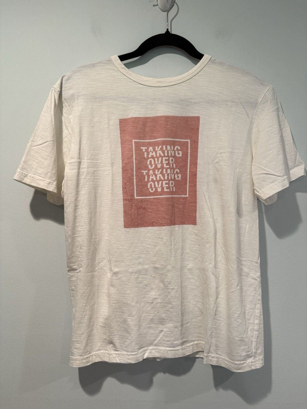 MNG Graphic Tee Womens Small "Taking Over" Travel Festival Casual Soft Sheer